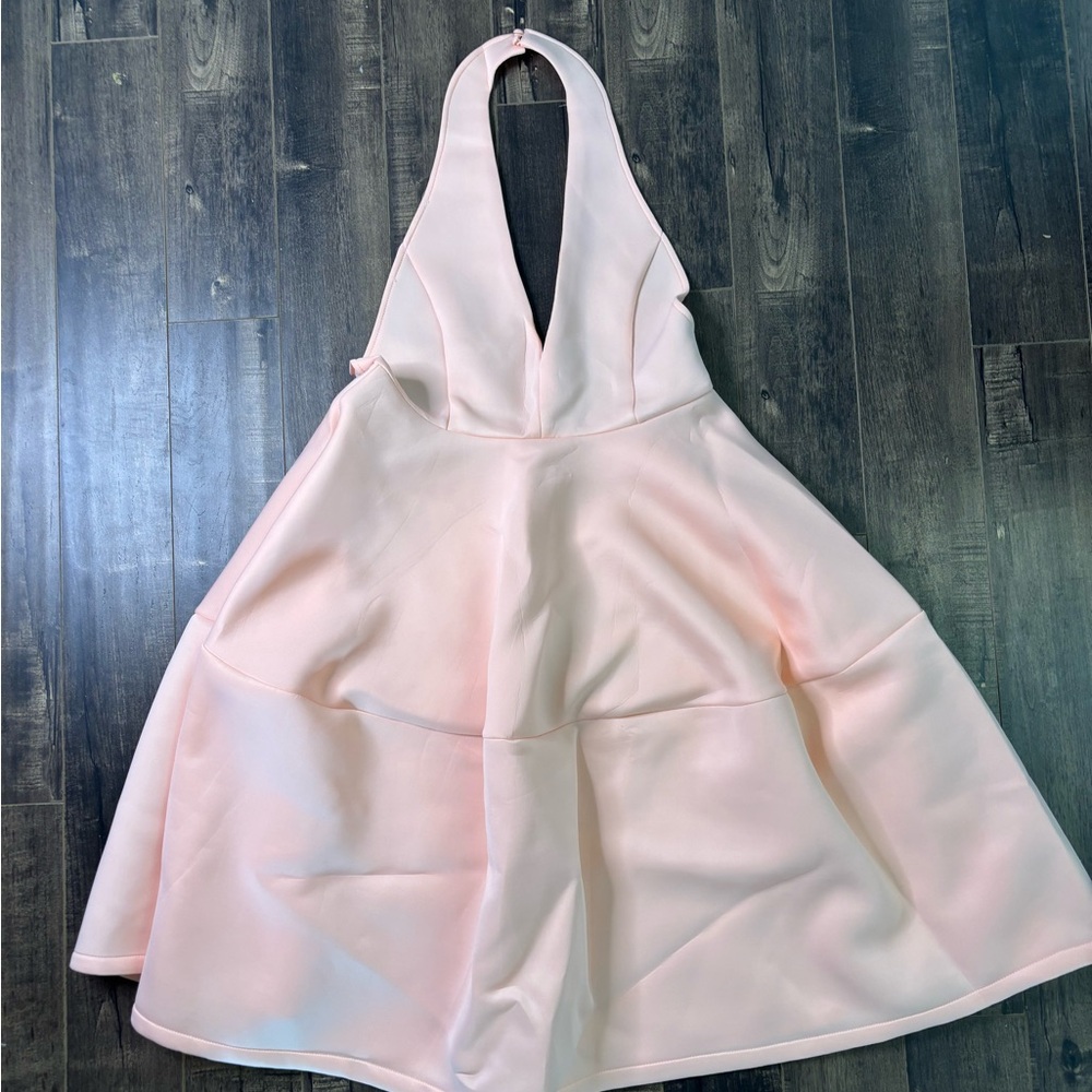 Elegant Halter Neck Dress in Light Pink
